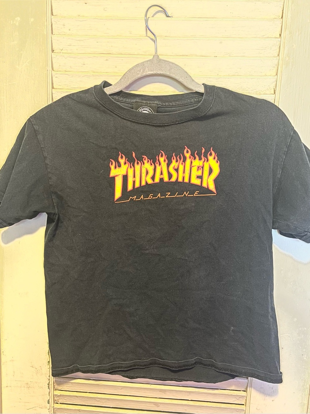 Thrasher Kids Black T-Shirt with Orange Flame Logo